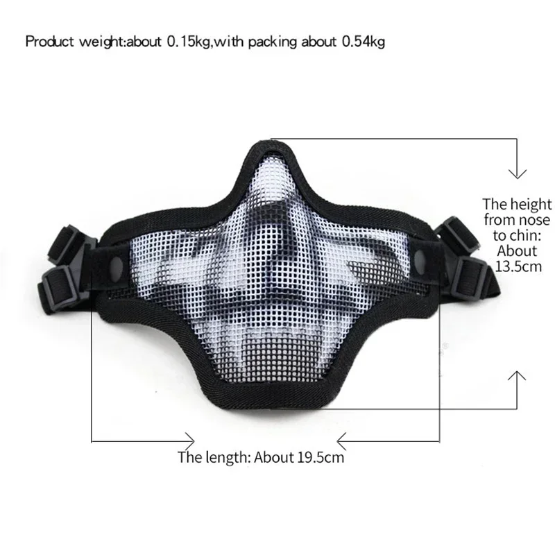ERQYGRA-mascarilla táctica de media cara V1, doble banda, Airsoft, malla de acero bajo en carbono, CS, protección para tiro, deportes, accesorios de Paintball - imagen 4