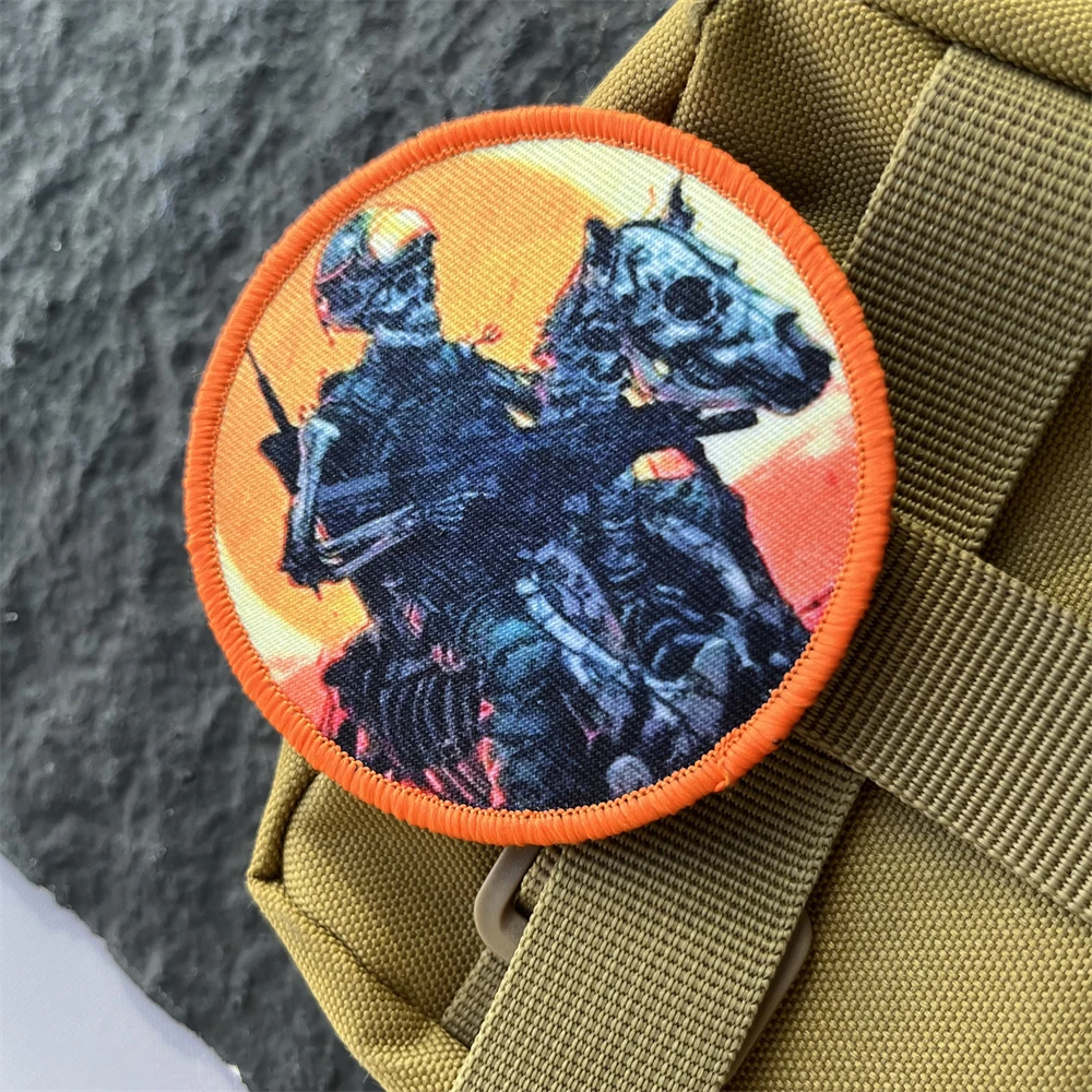 Parche táctico de moral "soldat esqueleto", brazalete del ejército militar, equipo para exteriores, mochila, pegatina decorativa con gancho impreso - imagen 2