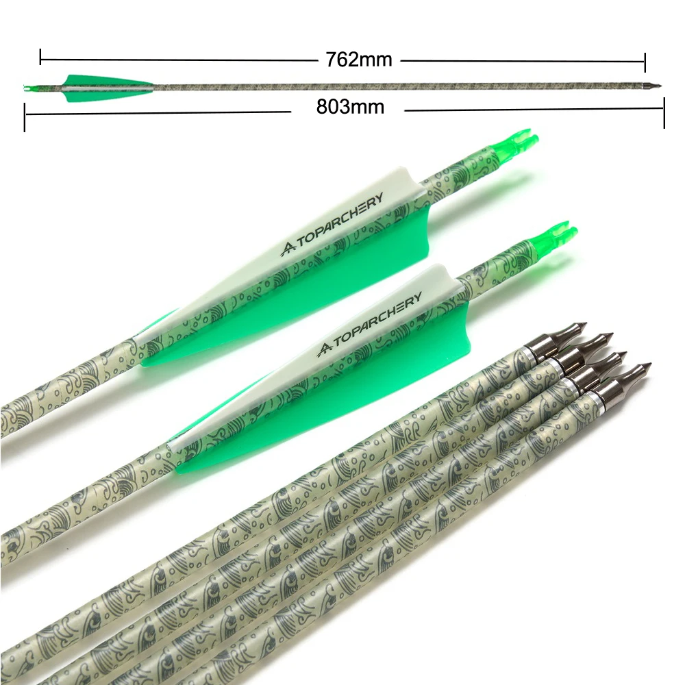 Toparchery 31,5 "columna vertebral 500 flechas de tiro con arco de carbono patrón de nube elegante tiro al objetivo para flechas de arco compuesto recurvo - imagen 2