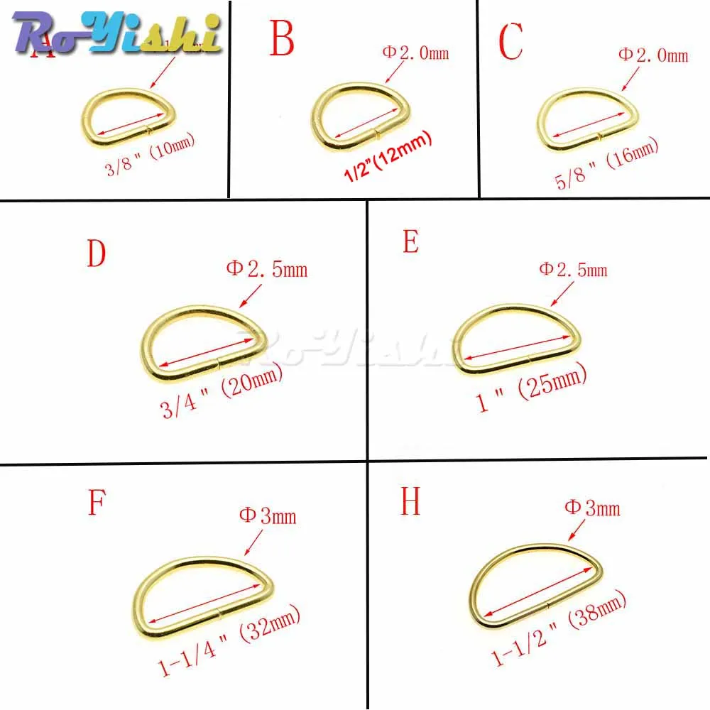 100 unids/pack no soldado niquelado D anillo Semi anillo cinta cierre mochila hebilla de cinturón - imagen 5