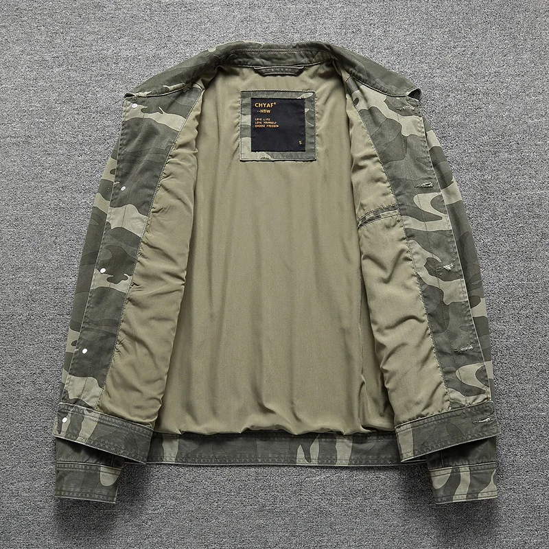 Chaqueta de camuflaje de algodón para hombre, abrigo militar táctico con múltiples bolsillos, Color vuelto, informal, holgado, estilo Safari, otoño - imagen 2