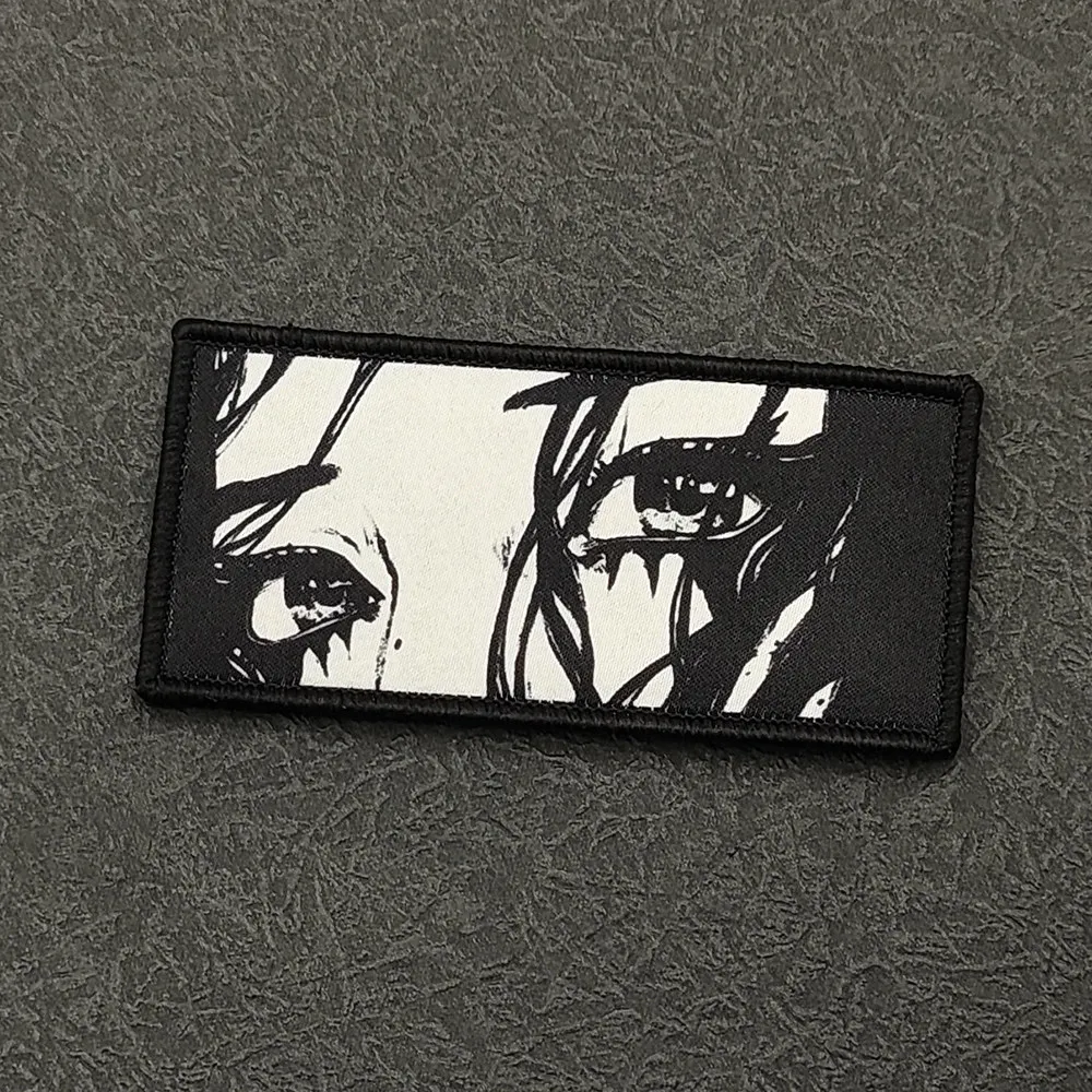 Parche impreso Death Glare, brazaletes tácticos de animación de dibujos animados negros bidimensionales para decoración de mochila de ropa - imagen 3