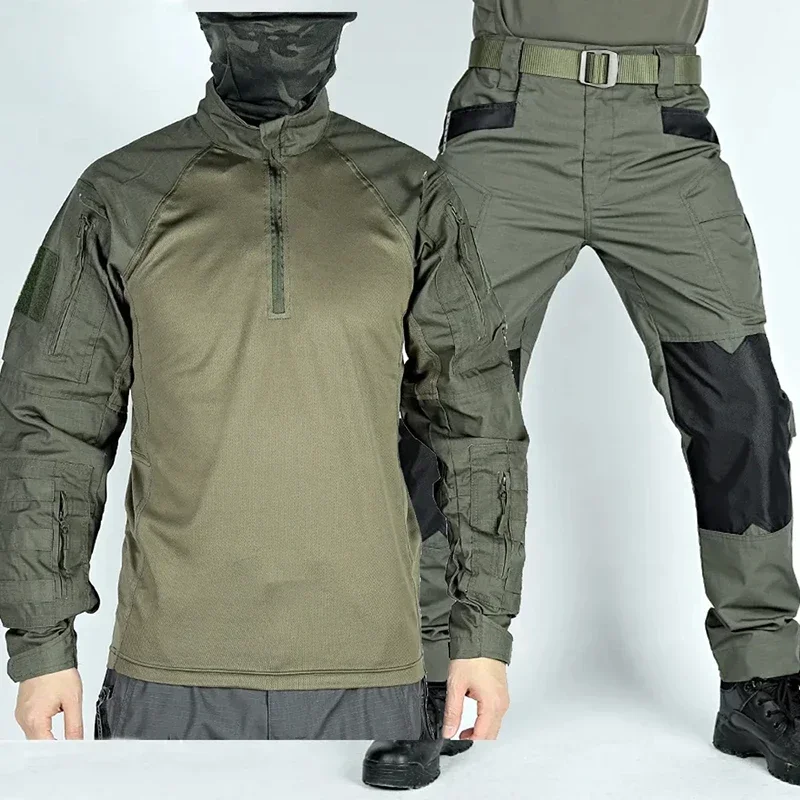 Conjunto táctico de entrenamiento al aire libre para hombre, uniforme de caza de camuflaje transpirable, juegos de guerra, 2 piezas, secado rápido, resistente al desgaste - imagen 4