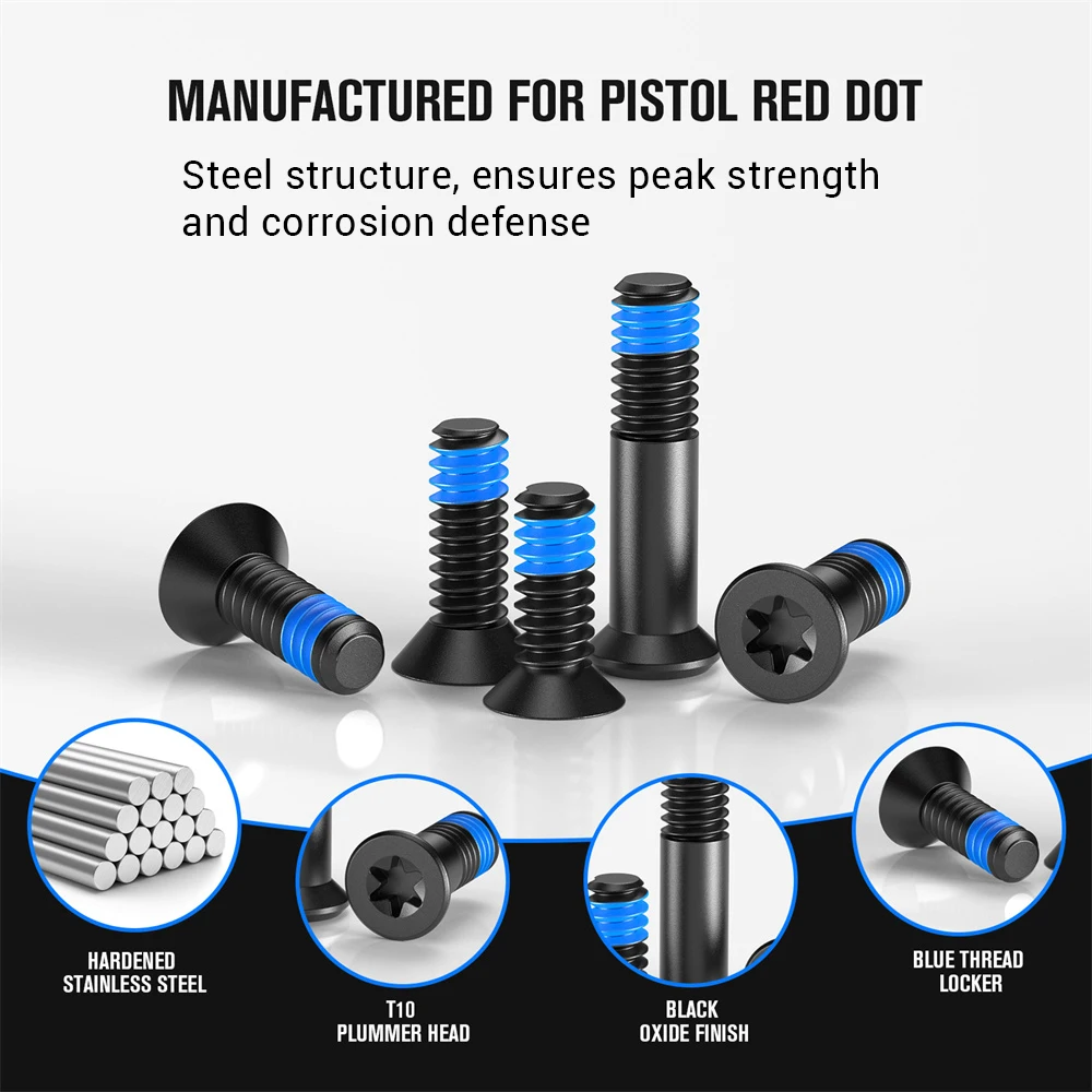 Kit de tornillos de punto rojo de 36 piezas de acero inoxidable M4 # Tornillos de mira de punto rojo 6-32 con casillero de rosca azul con cabeza T10 para montaje de mira réflex - imagen 3