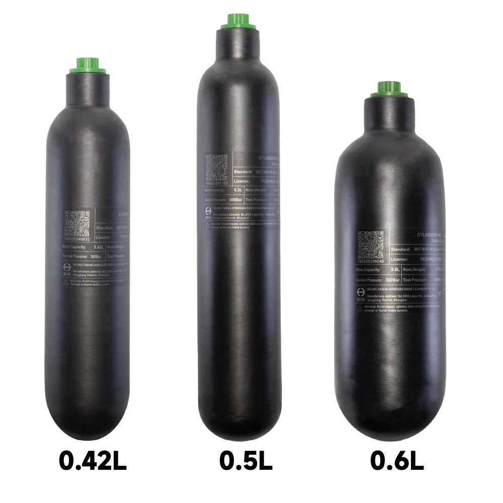 220cc/360cc/500cc 0.3L,0.42L,0.6LHPA tanque de gas de alta presión de fibra de carbono, cilindro de gas de respiración de buceo 4500Psi, 300Bar, M18 * 1,5 - imagen 3