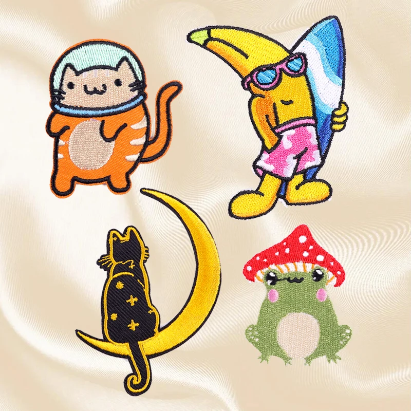 Parche bordado de animales bonitos, parche de rana, erizo de pingüino, gato de dibujos animados, parches termoadhesivos para planchar DIY para ropa - imagen 5