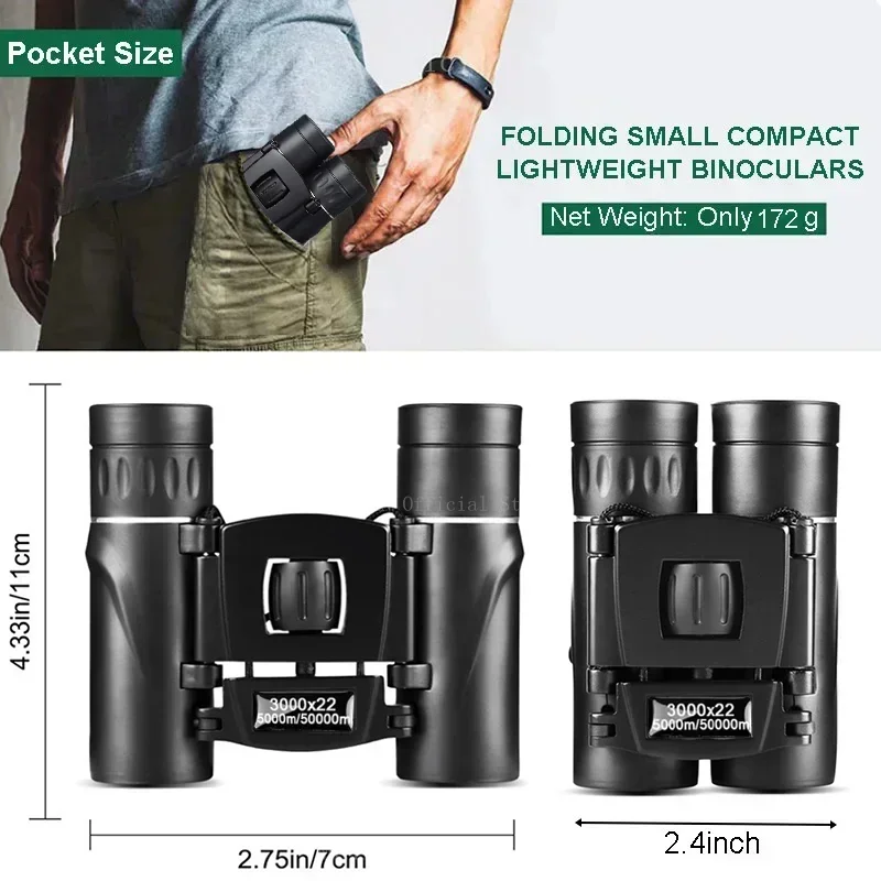Binoculares potentes de 3000x22, Mini telescopio plegable de largo alcance de 50000M, óptica BAK4 FMC para Deportes de caza, viajes de acampada al aire libre - imagen 4