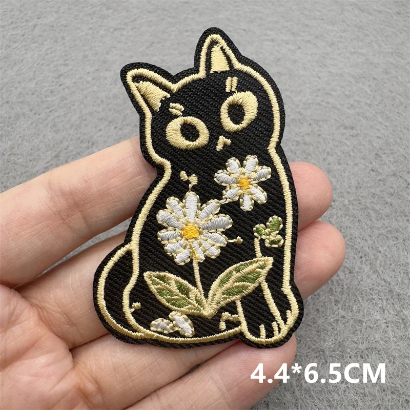 Parches bordados de gato del equipo, apliques para ropa, costura DIY, accesorios de decoración de rayas de dibujos animados PUNK - imagen 5