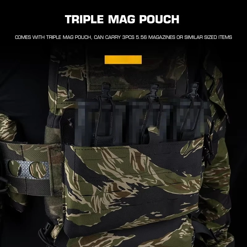 Juego de portador de placa de PC táctico V5, portador de placa de caza estilo Ferro, tigre con cintura elástica, bolsa Triple Mag, equipo Airsoft - imagen 5