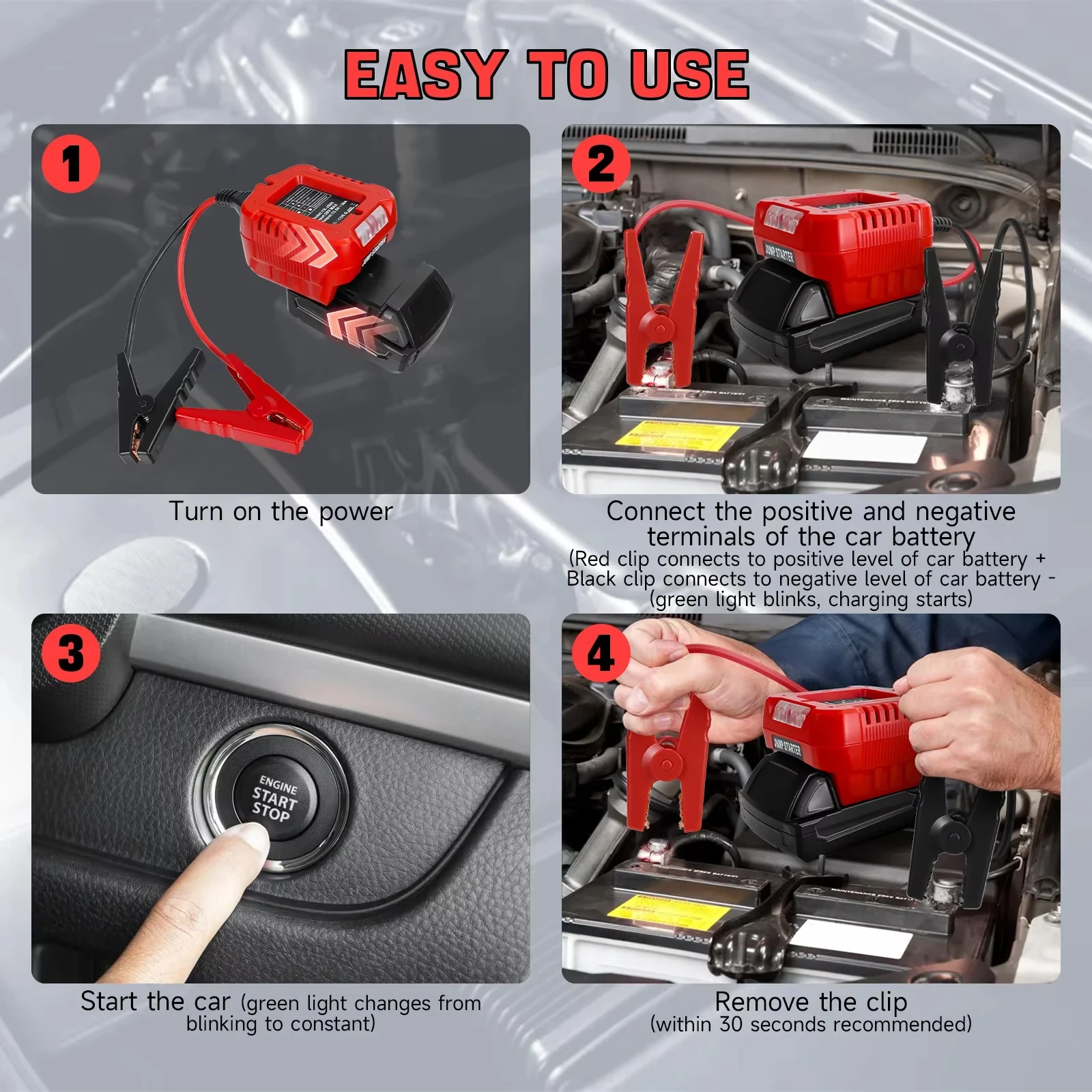 Arrancador de emergencia para coche – Compatibilidad Dewalt Makita - imagen 3