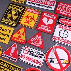 Parche bordado termoadhesivo señales de advertencia bioquímicas