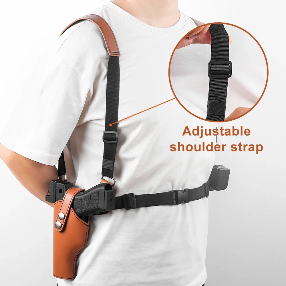 Funda táctica oculta para pistola, funda Universal de cuero para hombro, pistola para axila, bolsa de transporte para pistola, accesorios de caza 1911 - imagen 4