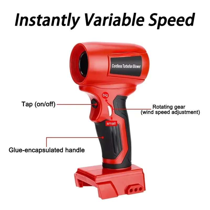 Para Makita/Bosch/Dewalt/Milwaukee/Ryobi18-20V batería de iones de litio ajustable, boquilla libre, ventilador portátil Jet Turbo Blowe - imagen 3