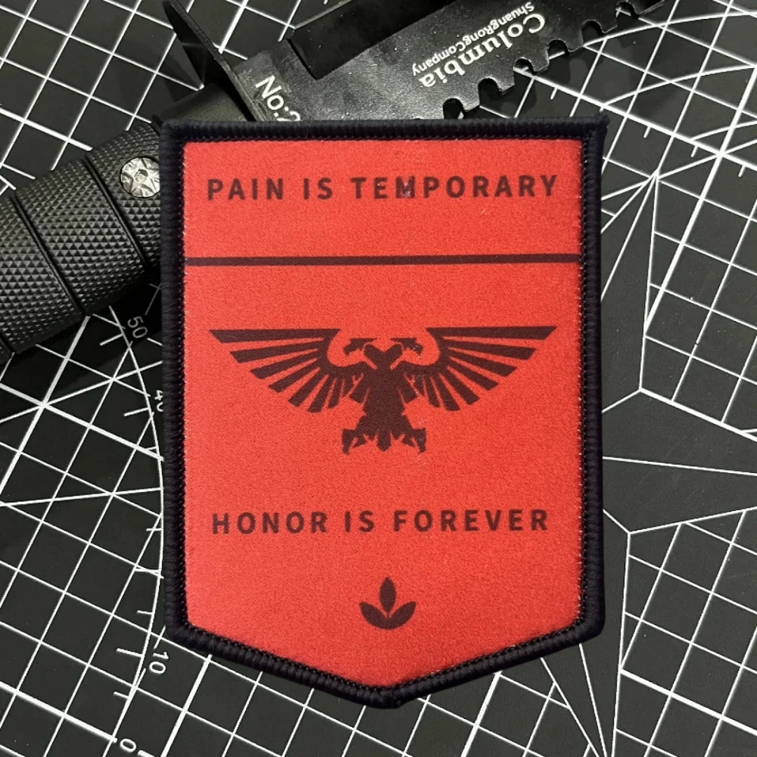 "El dolor es temporal, el honor es eterno", insignia de moral divertida, parche, emblema militar, gancho impreso táctico, pegatinas para mochila y ropa - imagen 5