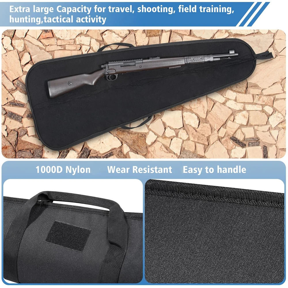 Funda para Rifle de 133cm, bolsa de almacenamiento para pistola de caza, bolsa de transporte para pistola, bolsa protectora acolchada para Rifle, bolsa de caza suave con correa para el hombro - imagen 2