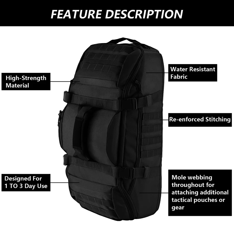 LQARMY 30L 50L 80L bolsa de viaje deportiva Molle mochila táctica gimnasio bolsa de Fitness bolsas de lona grandes para acampar caza pesca - imagen 5