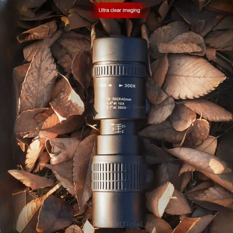 Telescopio Monocular HD de 10-300x40, Mini telescopio portátil para teléfono móvil con soporte, telescopio para acampar al aire libre, caza, observación de aves