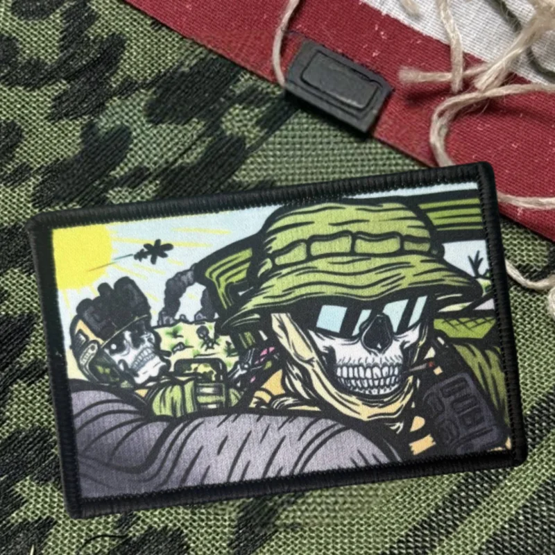 Parche estampado de miedo y sombrero, chaleco táctico, gancho y bucle, sombrero, insignia de moral, mochila, pegatina decorativa, parches para brazalete para ropa - imagen 2