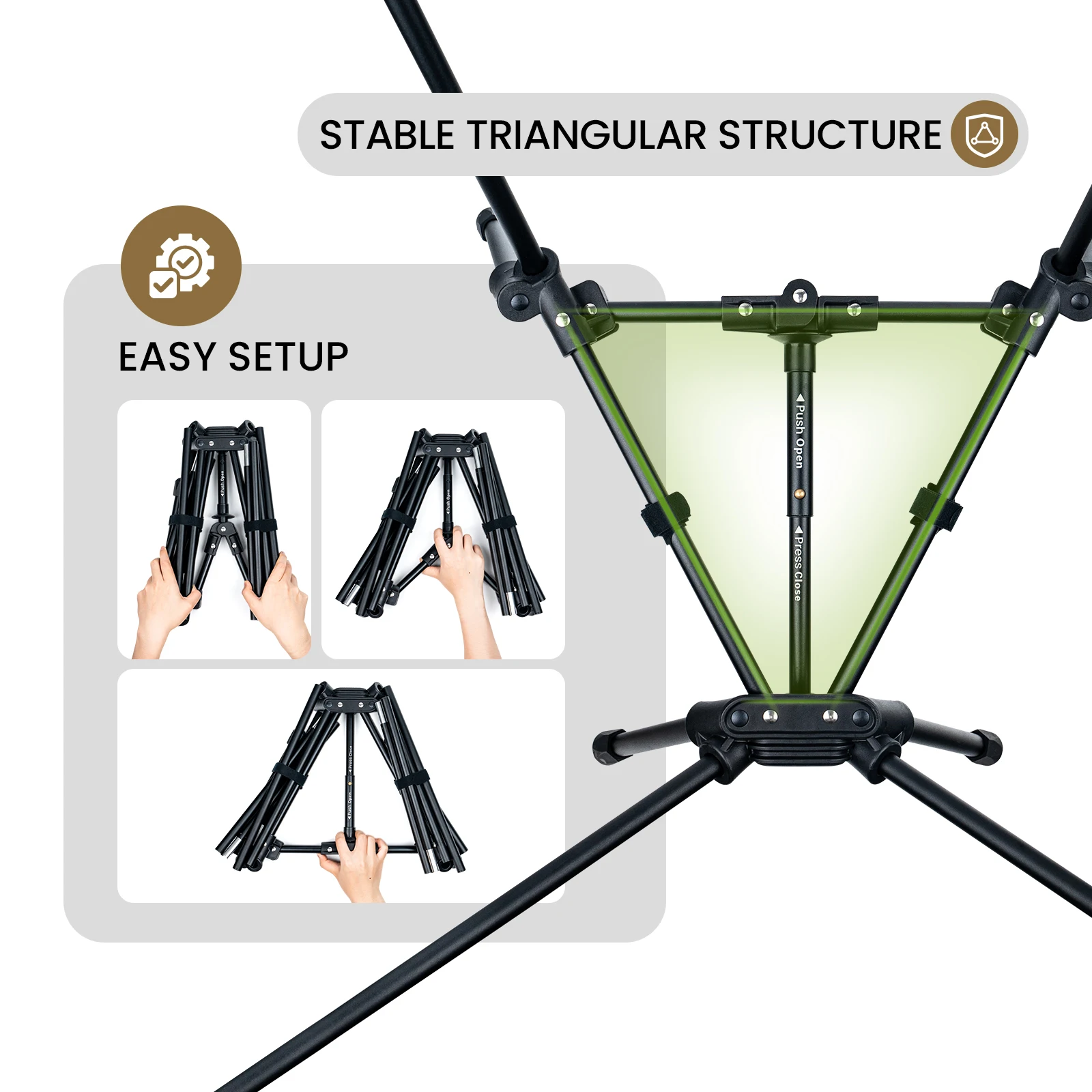 OneTigris-sillas portátiles Tigerblade para acampar, silla de pesca plegable para exteriores, para senderismo, barbacoa, fiestas, jardinería, playa, uso en interiores - imagen 5