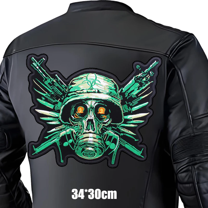 Parche calavera táctica bordado – Para chaqueta de cuero y vaqueros - imagen 4