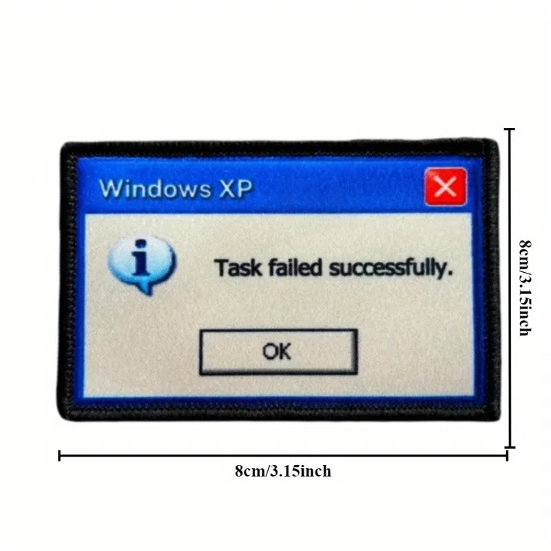 Parche táctico de moral "Task Failed con éxito", sujetador de gancho y bucle, insignia de ventana emergente divertida, brazalete, pegatinas para mochila militar - imagen 4