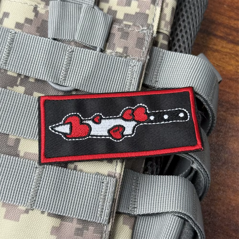 Parche táctico moral bordado chevron cuchillo con velcro para ropa - imagen 5