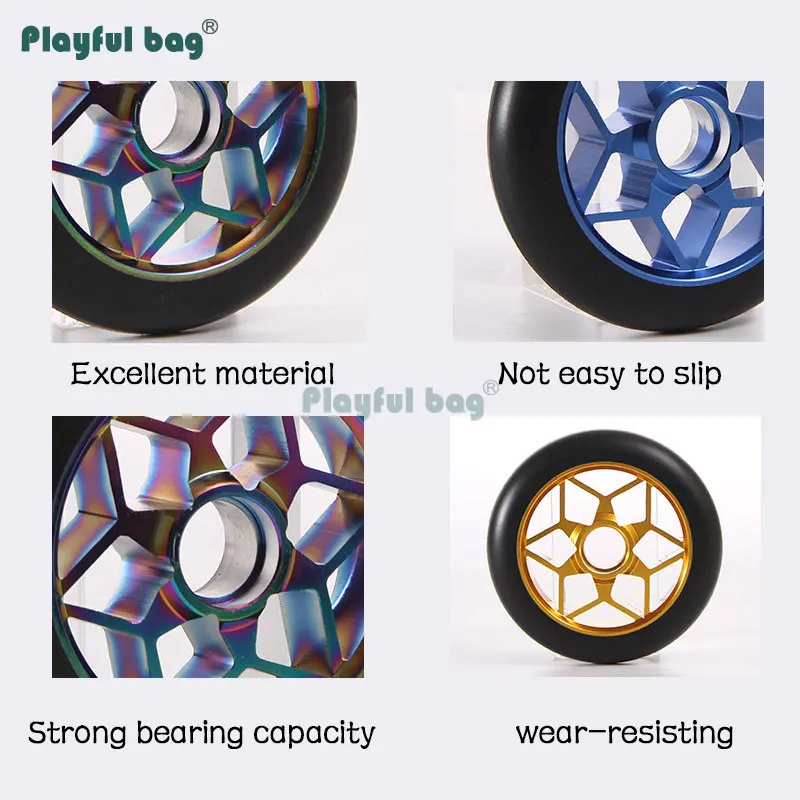 Rueda Hexagonal para patinete, accesorio deportivo para patinaje, resistente al desgaste, núcleo de aluminio, colorido, PU, AMB159, 110MM - imagen 3