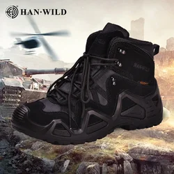 Botas de combate de media caña para hombre, zapatos de seguridad tácticos absorbentes de golpes para exteriores, botas impermeables y transpirables para el desierto