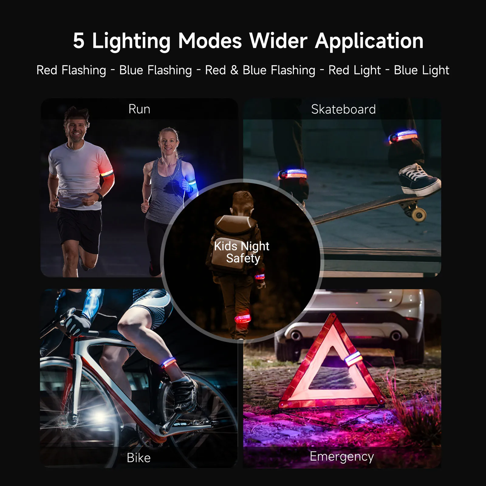 NEXTORCH luz de advertencia UT51L más larga, pulsera intermitente roja y azul, recargable por USB, linterna LED, correr, indicación de tráfico - imagen 2