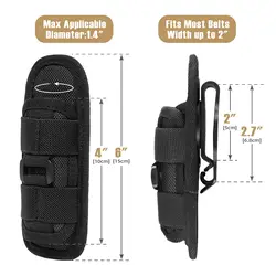 Funda táctica linterna giratoria con clip cinturón y mosquetón 360°