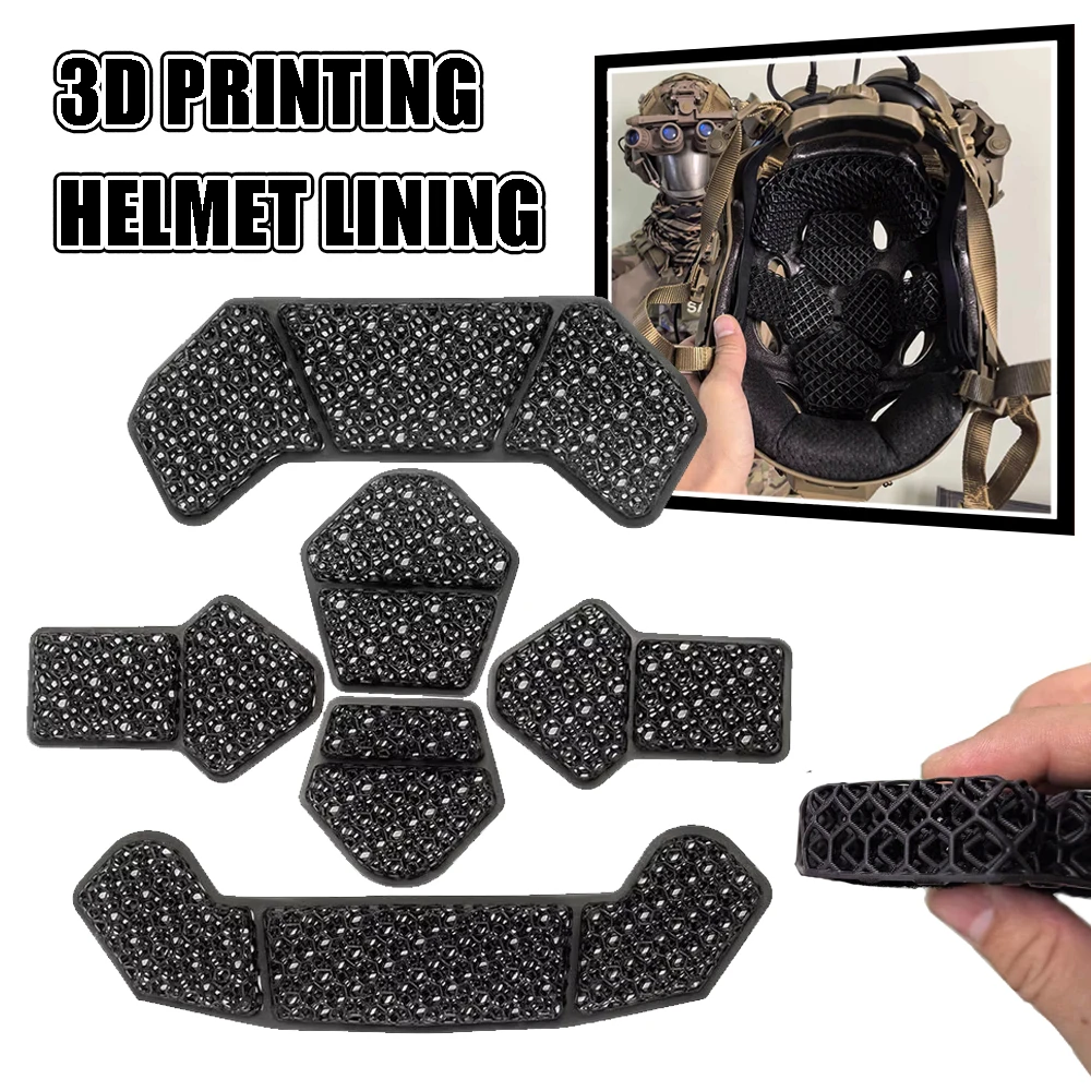 Forro de casco de panal de polímero con impresión 3D, Nano transpirable, ligero, Airsoft, forro para casco táctico, almohadilla reductora de presión