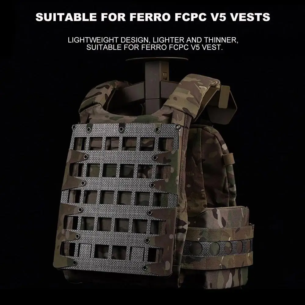 Panel trasero táctico Molle con cremallera para estilo Ferro FCPC V5, soporte para chaleco, portador de placa Airsoft ligero para caza, portador extensible - imagen 5
