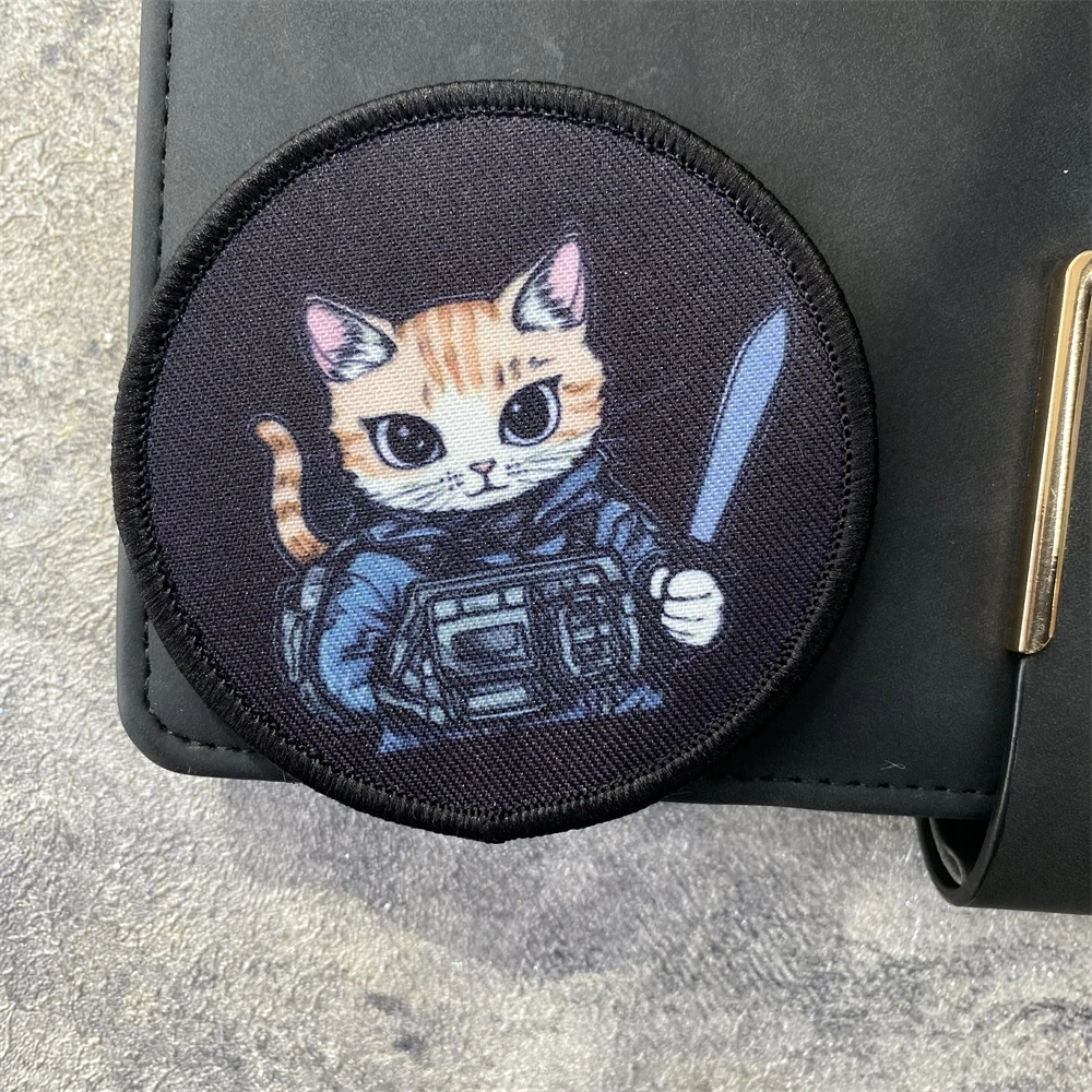 Parche de insignia de moral de soldado de tigre de pistola táctica, lindo gato, uniforme militar, gancho y lazo, brazalete estampado, mochila al aire libre, pegatina de sombrero - imagen 5