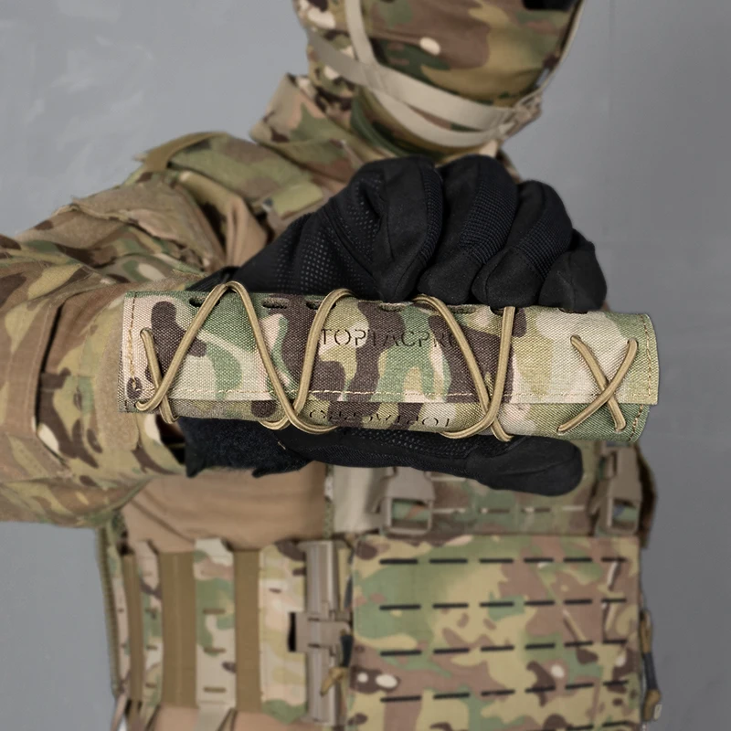 Cubierta de silenciador táctico, tapa de fuego, cubierta de tela de camuflaje a prueba de arañazos, corte láser, 18Cm - imagen 5