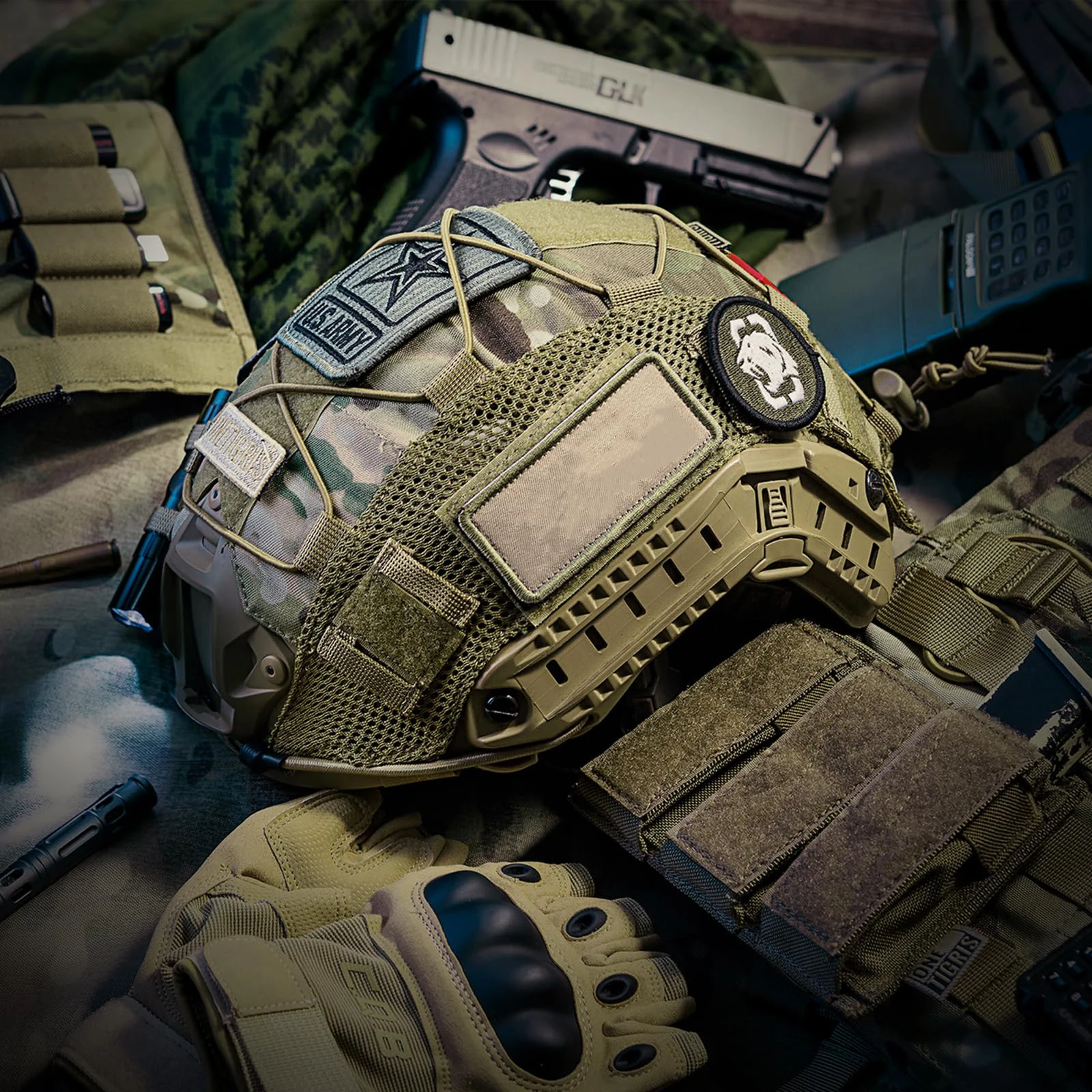 Cubierta de casco táctico, paño de casco rápido Airsoft para casco rápido, cubierta táctica Multicam para NVG, accesorios de casco militar - imagen 4