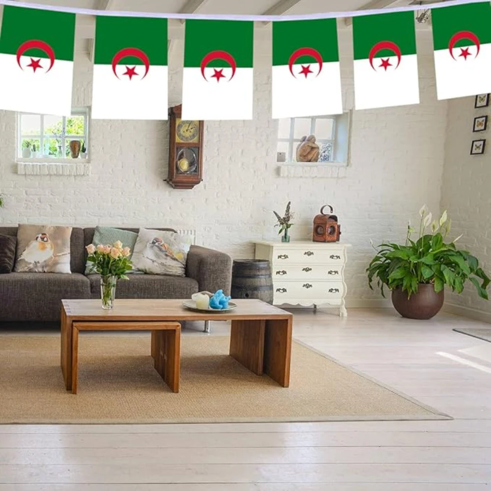 Bandera de Argelia banderines 14x21cm 20 unids/lote bandera de Argelia bandera nacional banderas de cuerda banderín Banner para decoración de fiesta de Festival