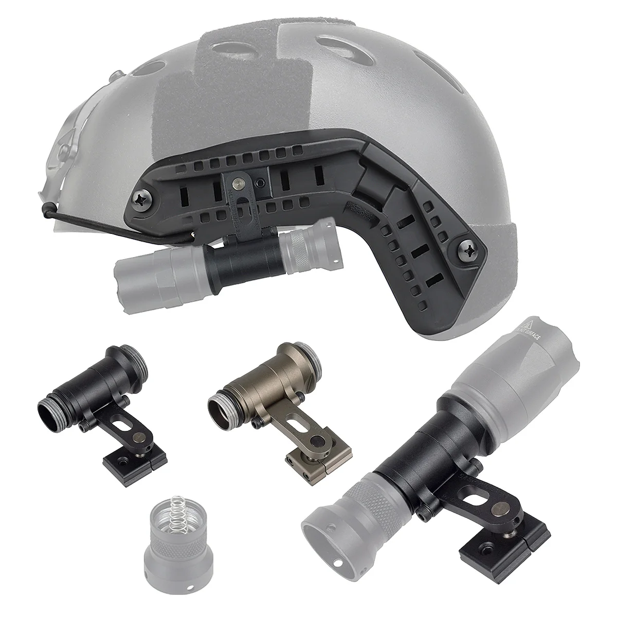 Soporte táctico para casco de arco MICH2000, riel guía lateral para casco apto para linterna SureFire M300 M300B M300C M300V Light Series