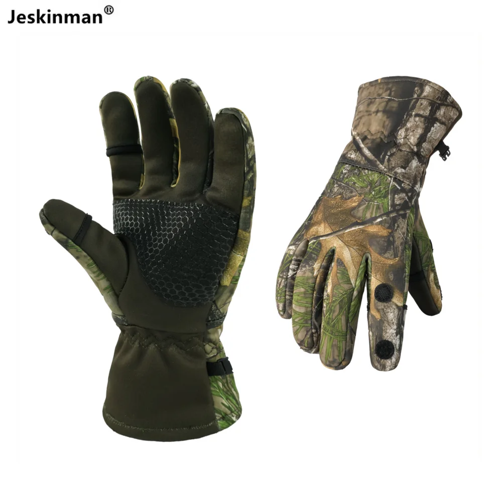 Guantes térmicos impermeables de lana para invierno, guantes de camuflaje biónico para caza y pesca, resistentes al desgaste, para senderismo, escalada y ciclismo