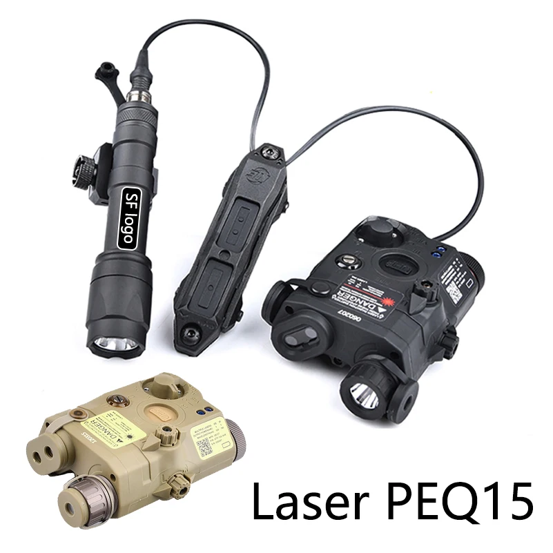 Kit WADSN PEQ-15 de apuntador láser con linterna táctica M600 y conjunto de interruptor de control de doble conexión