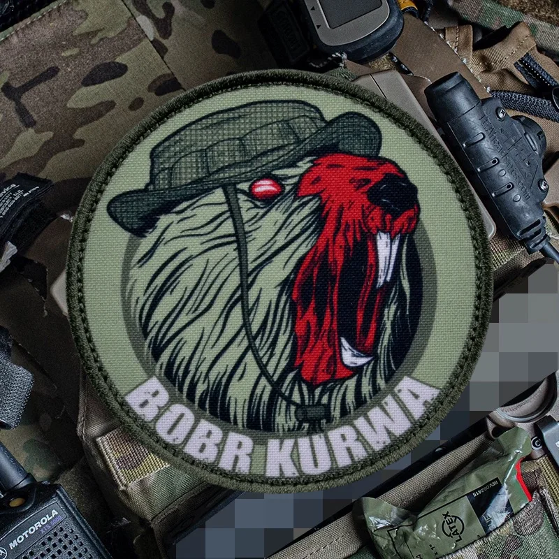 Parche táctico de moral "Beaver", parches de gancho y bucle impresos, insignia militar Bobr Kurwa, brazalete, pegatinas para mochila de combate - imagen 4