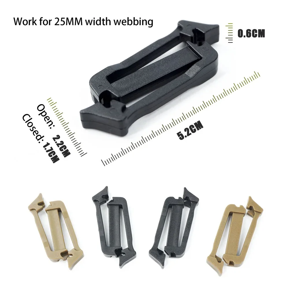 4 unids/lote X-CON mochila para chaleco táctico ajuste de equipo hebilla de ajuste Folio antideslizante - imagen 2