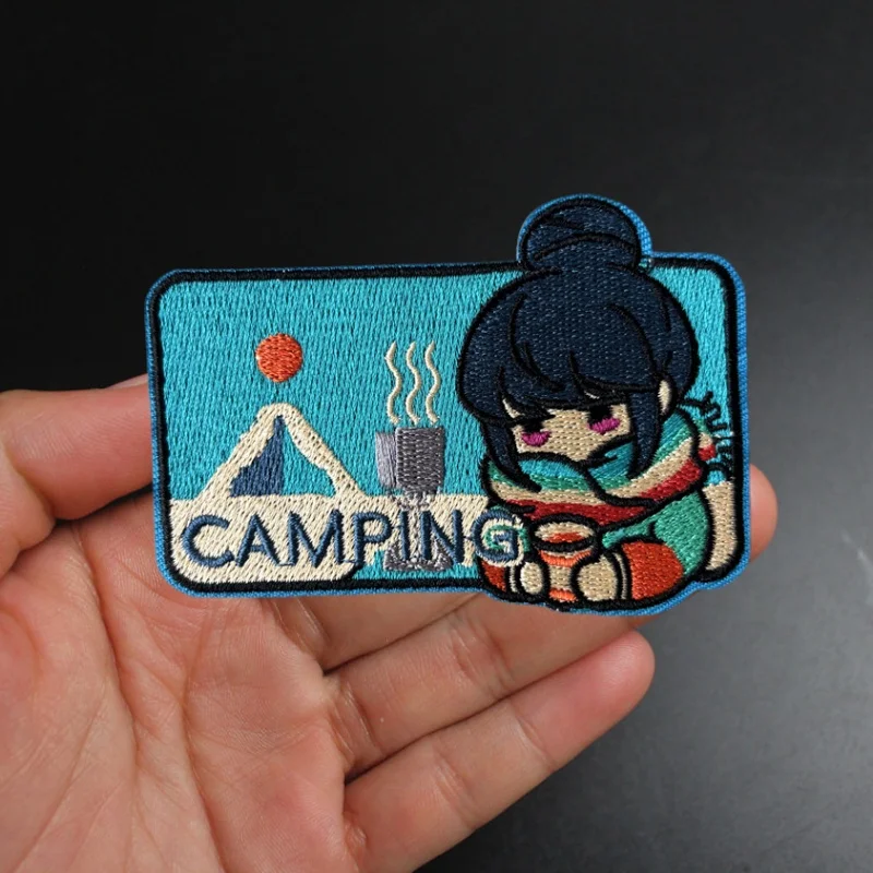 Parche bordado de Chica de Anime, insignia de moral táctica, parches militares con gancho y bucle, pegatina para mochila, brazalete de ropa - imagen 3