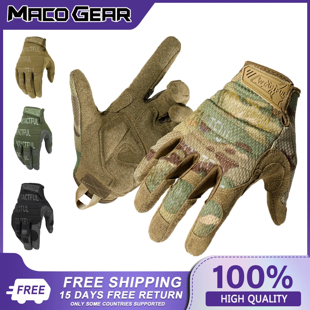 Guantes tácticos camuflaje con pantalla táctil para tiro y protección