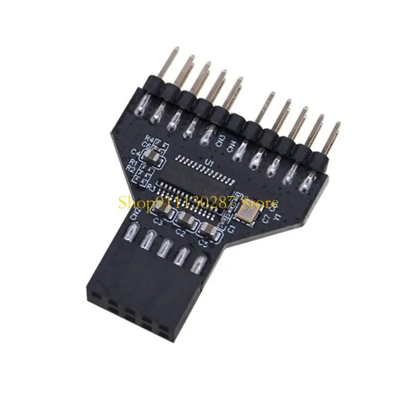 Adaptador extensión divisor J1HC USB 2.0 9 pines para ventilador lámpara RGB Conecte hasta 2 dispositivos a vez