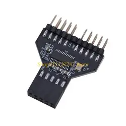 Adaptador extensión divisor J1HC USB 2.0 9 pines para ventilador lámpara RGB Conecte hasta 2 dispositivos a vez