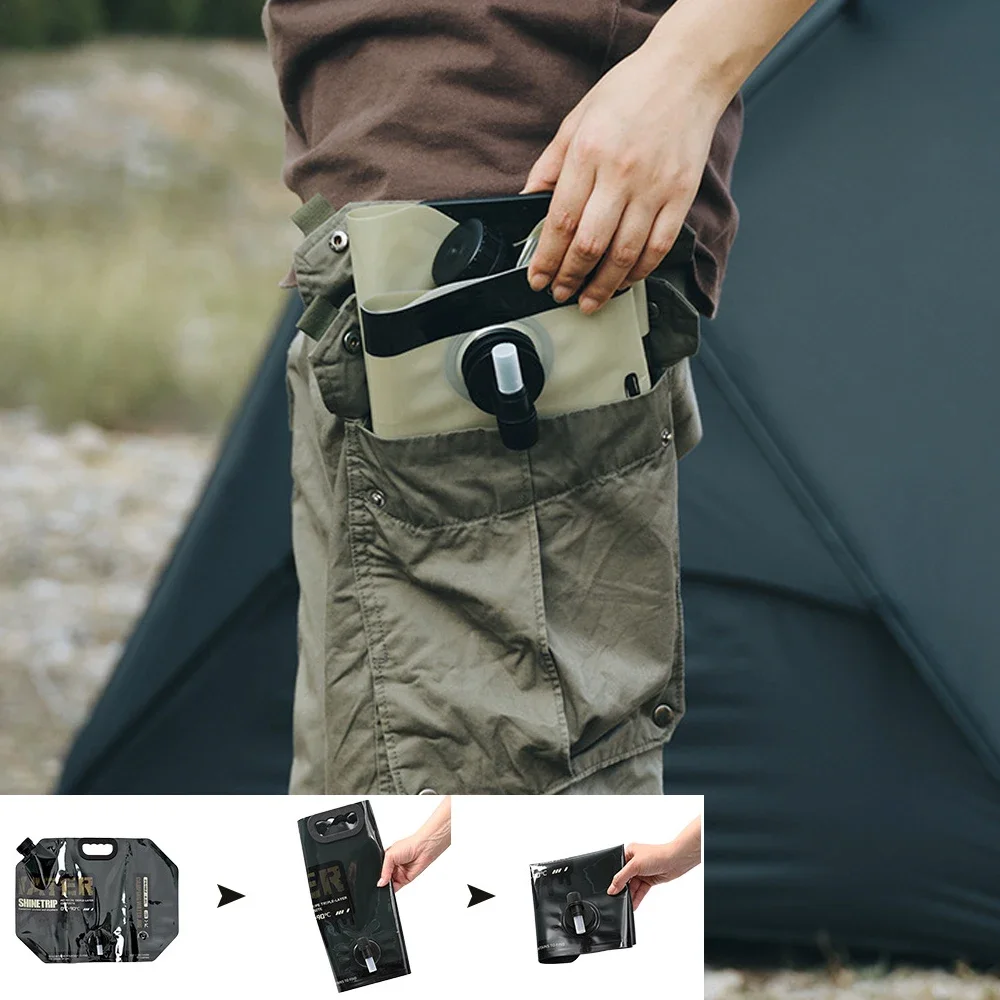 Bolsa de agua para acampar de 8L, contenedor de agua portátil multiusos, bolsa plegable sin fugas con grifo, suministro de Camping ShineTrip - imagen 4