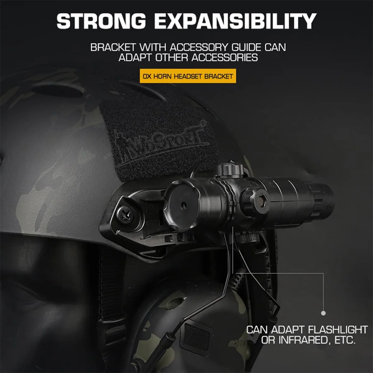 Soporte de auriculares con suspensión de riel para casco táctico, 2 adaptadores de arco para casco, orejeras de caza, accesorios del lado izquierdo y derecho - imagen 3