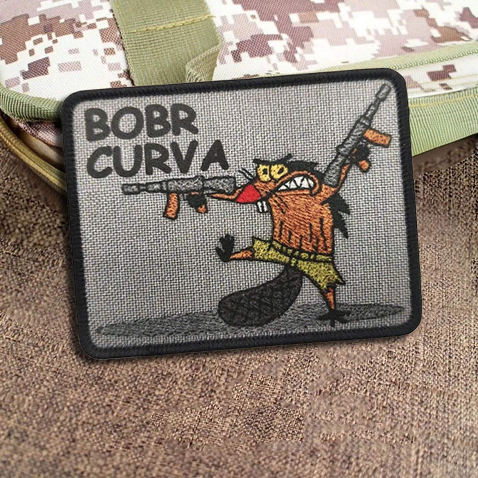 Parche táctico Bobr Curva, parches divertidos de gancho y bucle, insignia de moral, brazalete del ejército militar, pegatinas para mochila - imagen 2