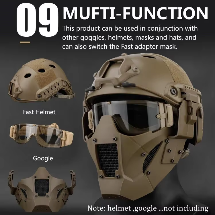 Máscara de caza de Paintball Airsoft, máscara de media cara de combate táctico, máscara protectora para juegos de guerra, uso con casco rápido o un solo uso - imagen 4