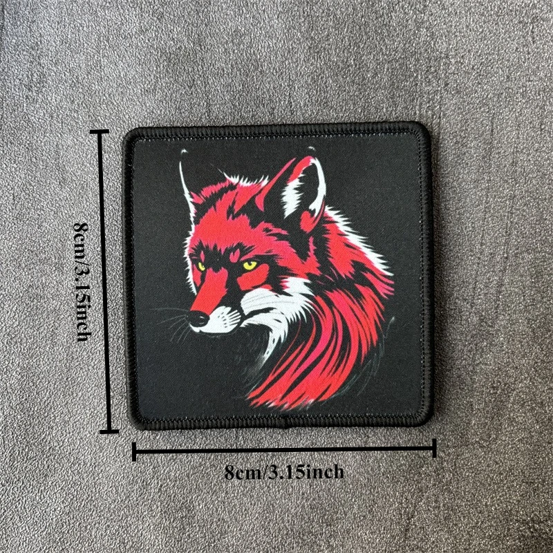 Parche táctico con estampado de zorro rojo, insignias de moral militar con gancho, parches, pegatinas para mochila y ropa - imagen 3